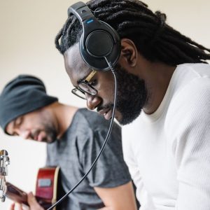 Artists,Producing,Music,In,Their,Home,Sound,Studio.